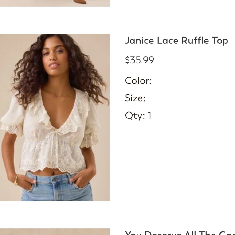 Altar'd State Cream Lace Ruffle Top - Picture 3 of 5